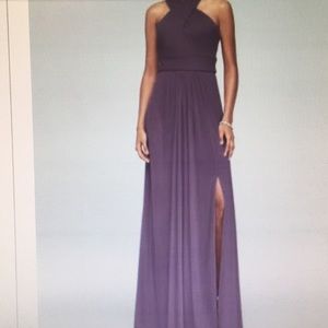 David’s Bridal Crisscross High-Neck Mesh dress